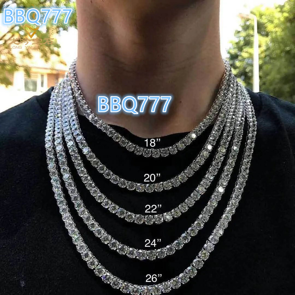 In Stock Unique Moissanite Diamond Tennis Necklace Round ice Link Chain 1CT 18inch