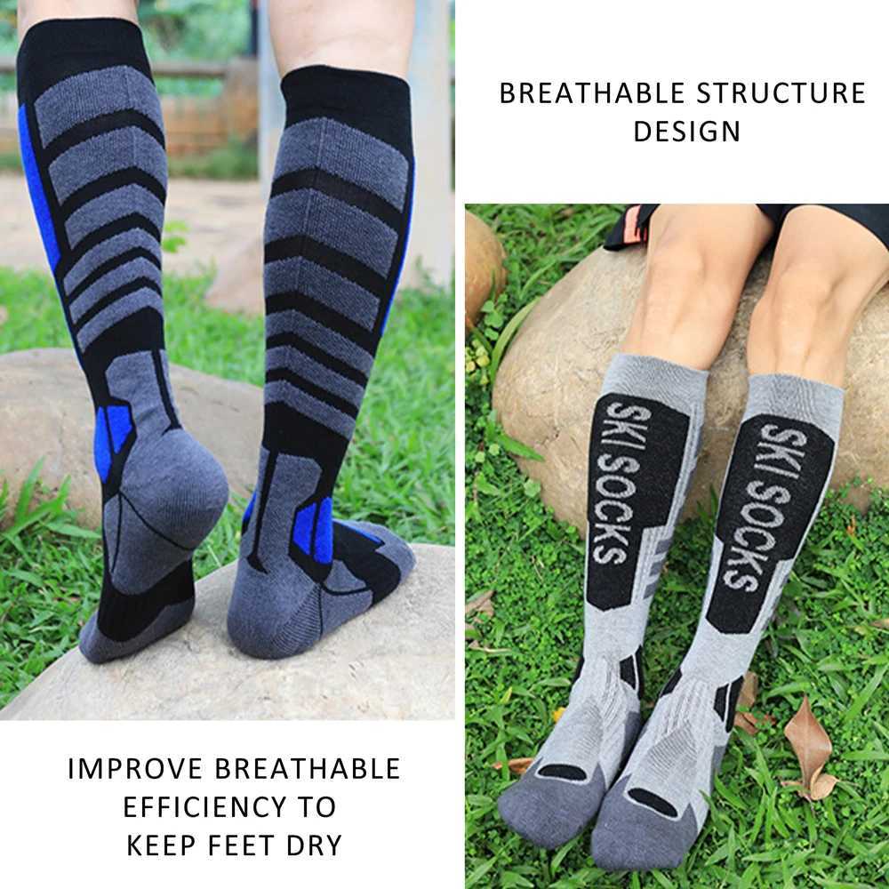 1 Pair Professional Merino Wool Ski Socks Outdoor Sports Thickened Terry Keep Warm Knee High Long Skiing Snowboard Hiking Socks Z250731