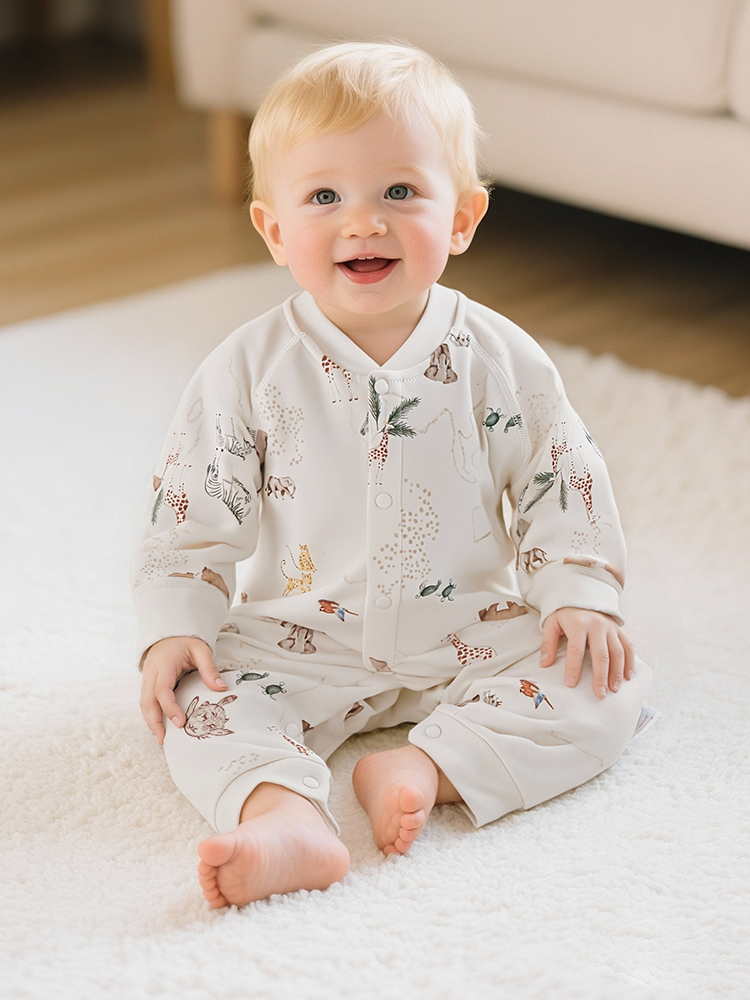 Newborn A-type clothes autumn and winter baby jumpsuit cotton wool baby clothes nightgown