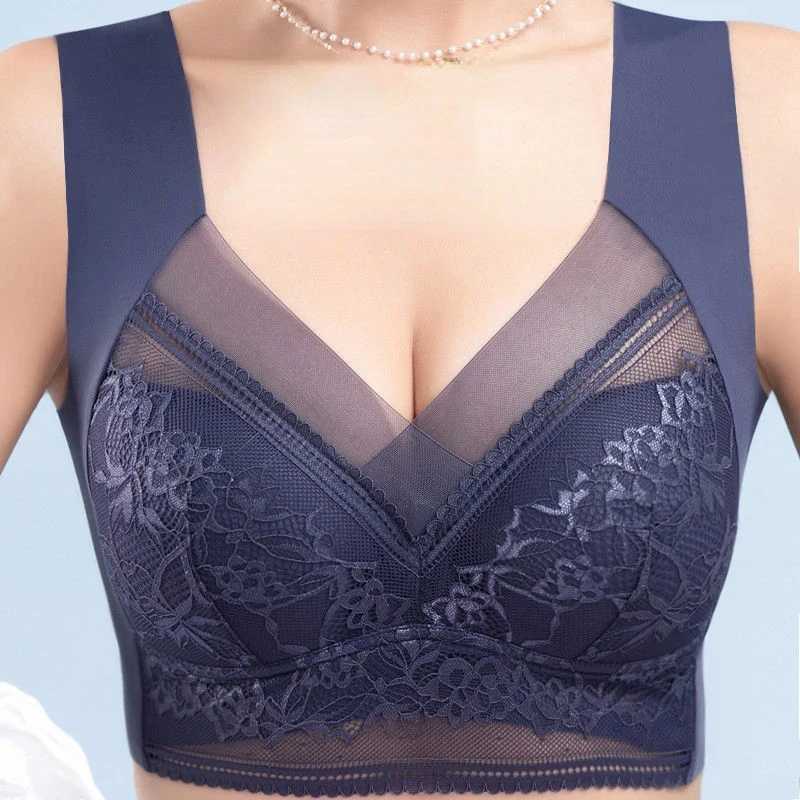 15019 Women Large Bra Push Up Ice Silk Seamless Upper Bralette Lace Wireless Summer Bras Plus Size Top Lingerie Underwear Z250730