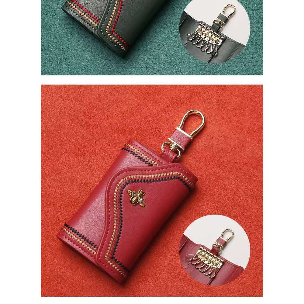 2-in-1 Key Holder & Card Case - Compact PU Keychain Wallet for Men & Women in Black, Burgundy, Dark Green Wallet