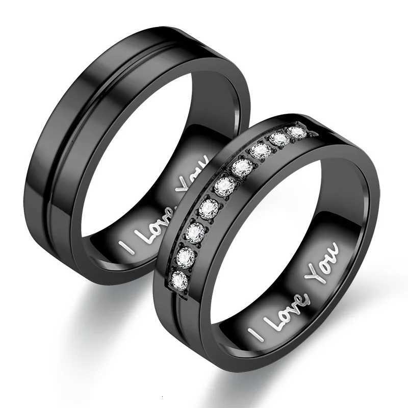 Fashion Stainless Steel Couple Engagement Rings For Women Men Crystal I LOVE YOU Ring 2021 Wedding Jewelry Gift y250730
