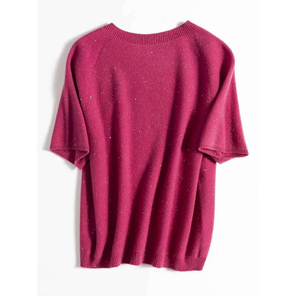 Designer Clothing 2025 Suyadream, 100%Merino Wool Pullovers For Woman, Round Neck, Short Sleeved Sweaters, 2025 Fall Winter Soft Warm Top, Pink, Olive