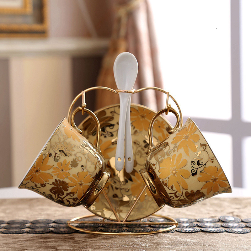 European Luxury Ceramic Coffee Cup Set Creative Tea Set Living Room Household Water Cup Mug Milk Cup 250731