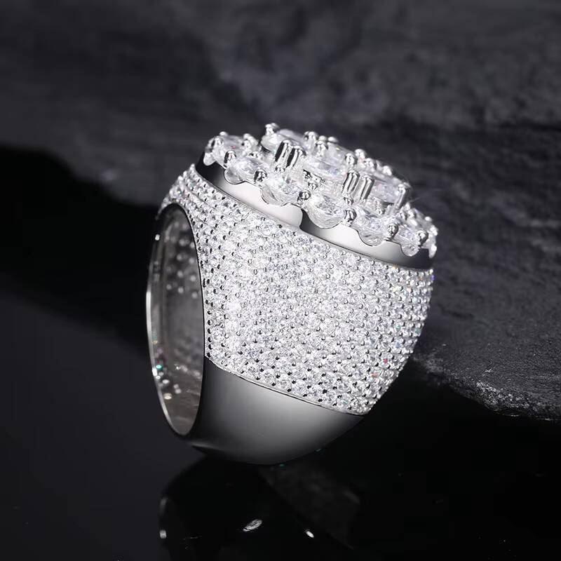 Luxury Jewelry White Gold 925 Sterling Silver Round Brilliant Cut Vvs Moissanite Diamond Men Iced Out Fine Ring Jewelry