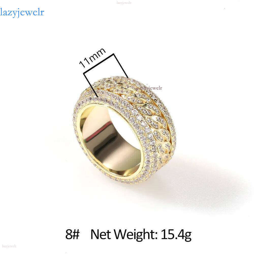 Hip Hop Rotable Cuban Gold Fashion Personality Trendy Ring moissanite dia gold sterling sier cuban women ring
