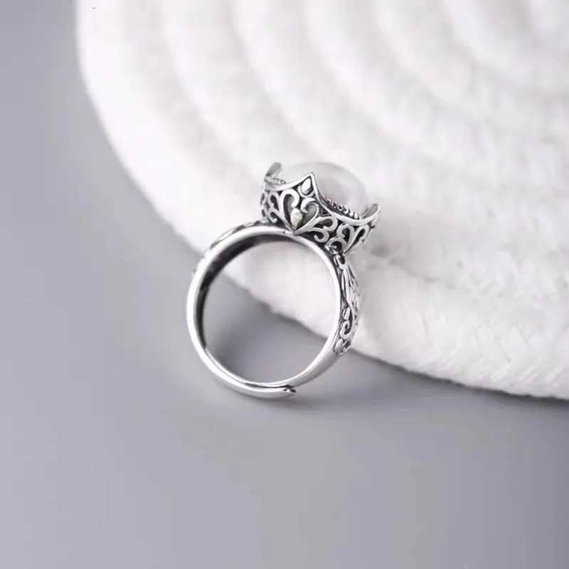 925 Sterling Silver Hollowed PearlAdjustable Rings For Women Wedding Luxury Accessories Dropshipping y250730