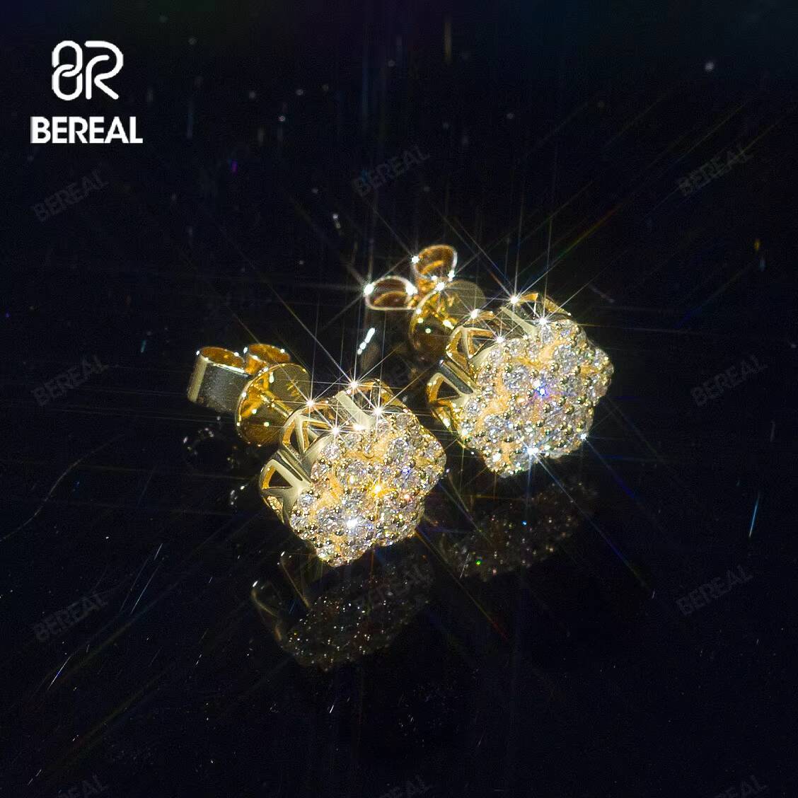 Wholesale 18K Gold Vvs Moissanite Flower Earrings Iced Out Fine 925 Sterling Silver Diamond Earring Jewelry Women