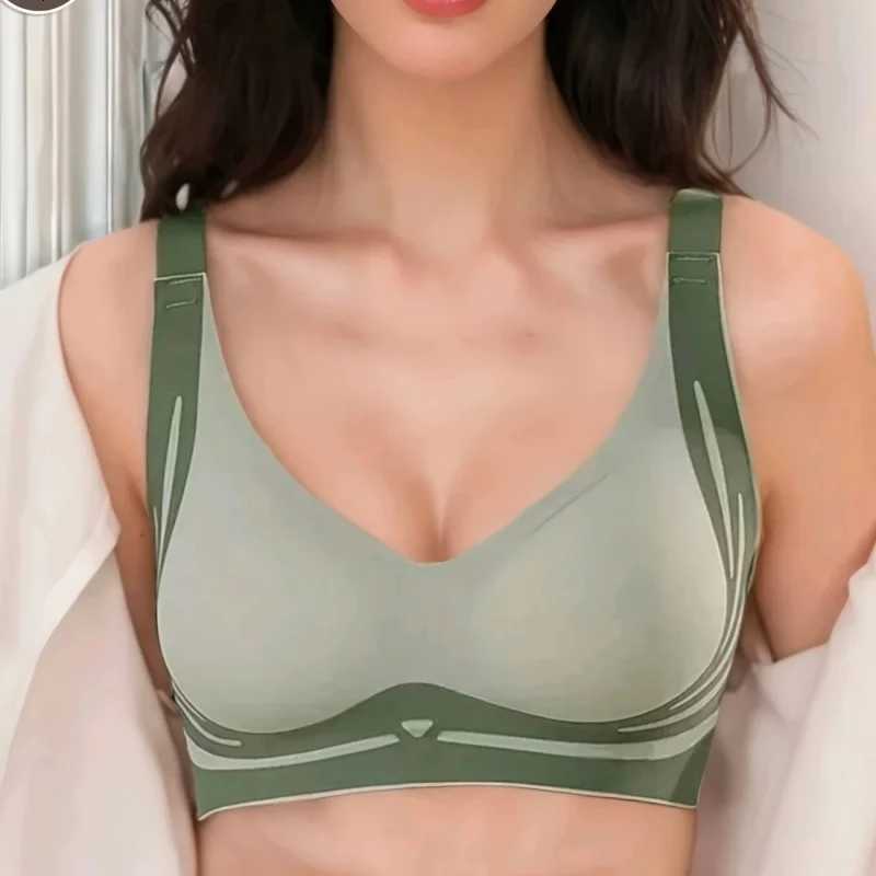 4-Pack Womens Seamless Striped Sports Bras Set (Wire-Free) with Removable Pads Comfortable Breathable Knit Lingerie Z250730