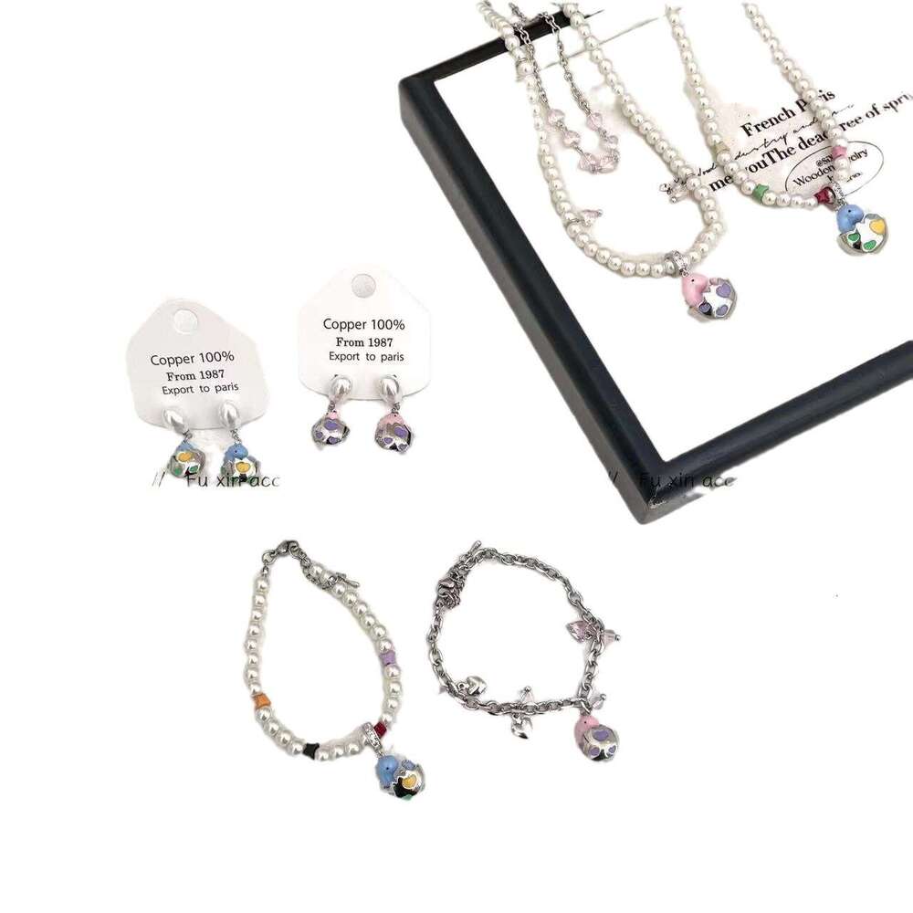 Girlish Pink Shell-Breaking Dragon Egg Necklace Petite Exquisite Pearl Earrings Women's Unique Design Cute Versatile Bracelet e87