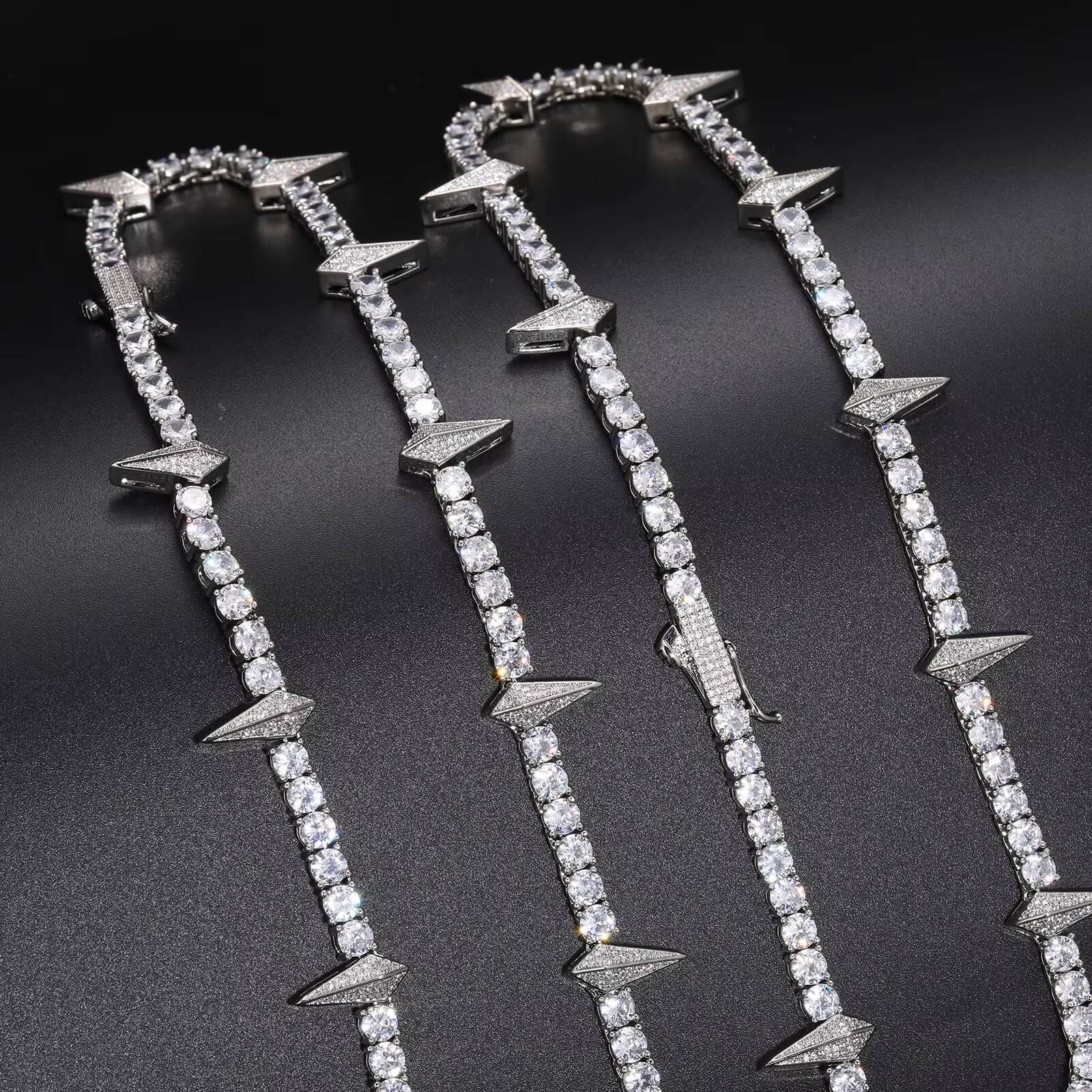 Fine Jewelry Bling 5mm White Gold Plated 925 Sterling Silver VVS Moissanite Diamond Iced Out WAKANDA Tennis Chain Necklace