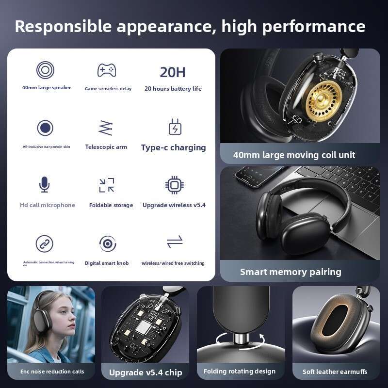2025 New Bluetooth Long Battery Life High Appearance Wireless Gaming Headset