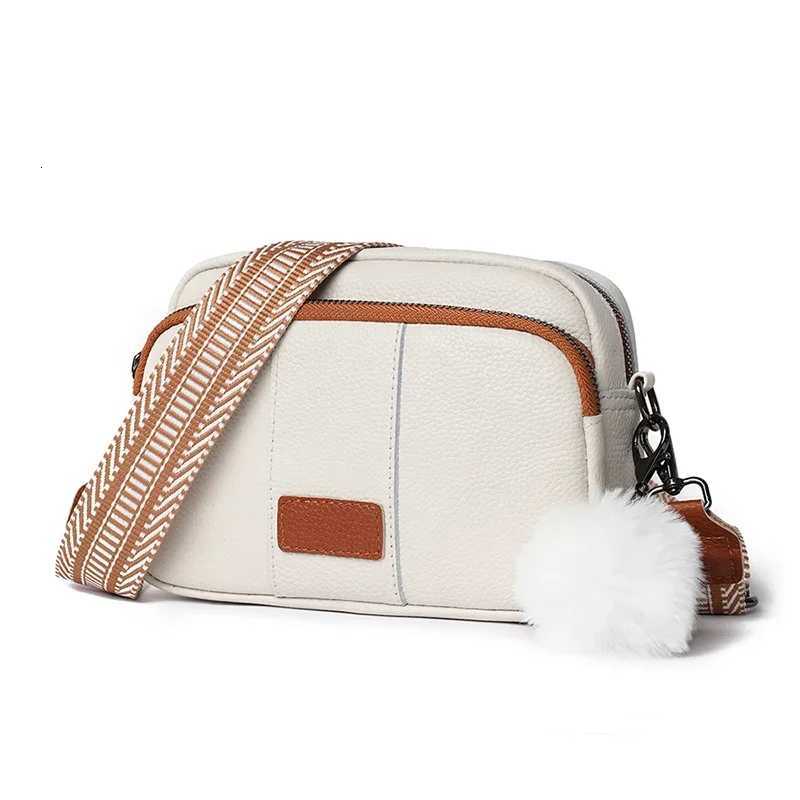 100% Genuine Leather Messenger Bag Women Fashion Style Female Handbag With Wide Shoulder Strap Hair bulb Crossbody Sac Y250730