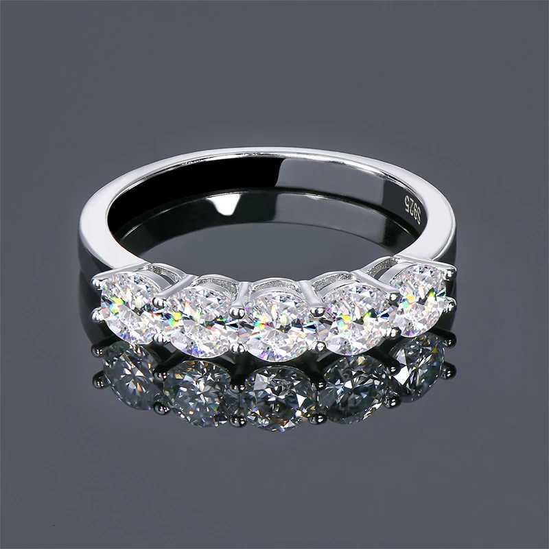 925 Silver 5-Stone 4mm D Color Moissanite Engagement Ring for Women Fine Jewelry Wedding Band with GRA Certificate y250730