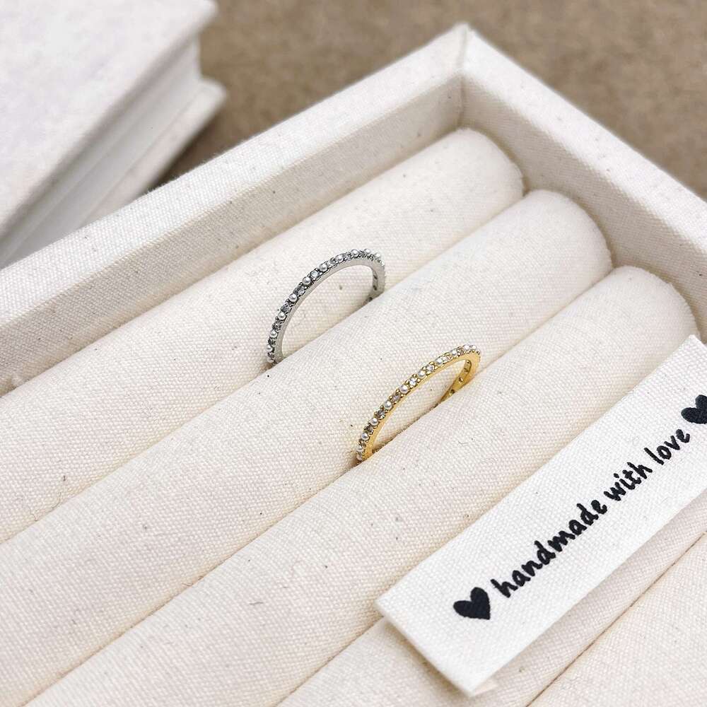 Closed Loop Mini Pearl Inlaid Full Zirconia Thin Gold and Silver Two-tone Optional 2025 Spring New Ring 8b2