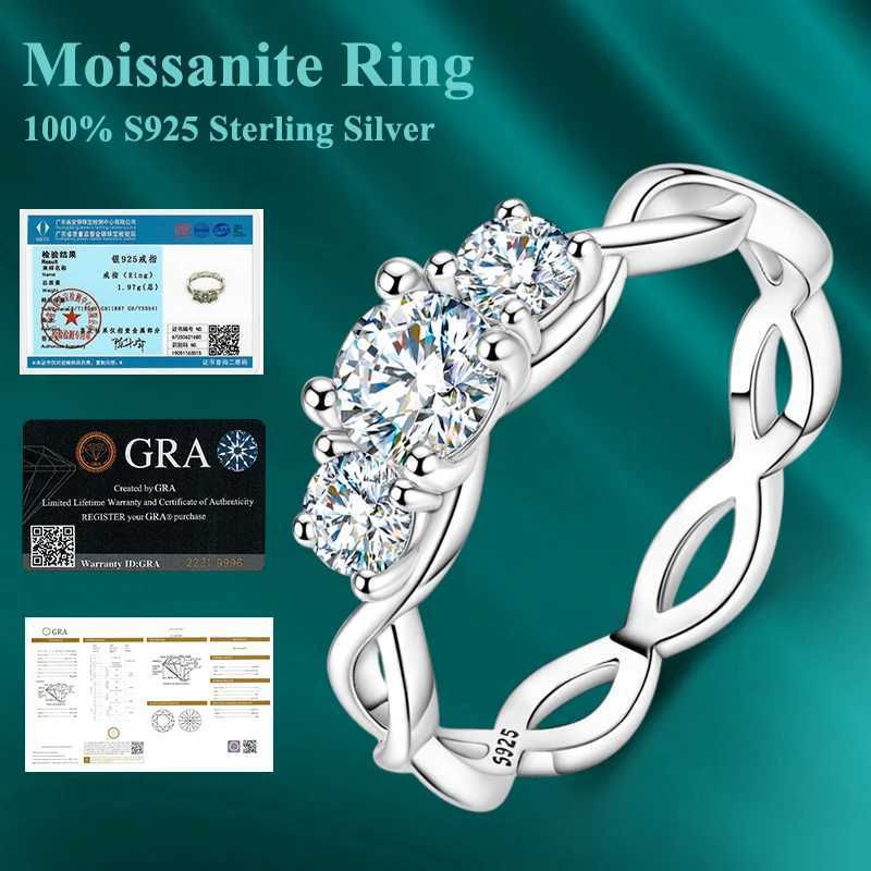 Total 0.9CT Moissanite Ring 100% S925 Sterling Silver for Women Female Eternity Sparkling Classic Band Wedding Rings Jewelry y250730