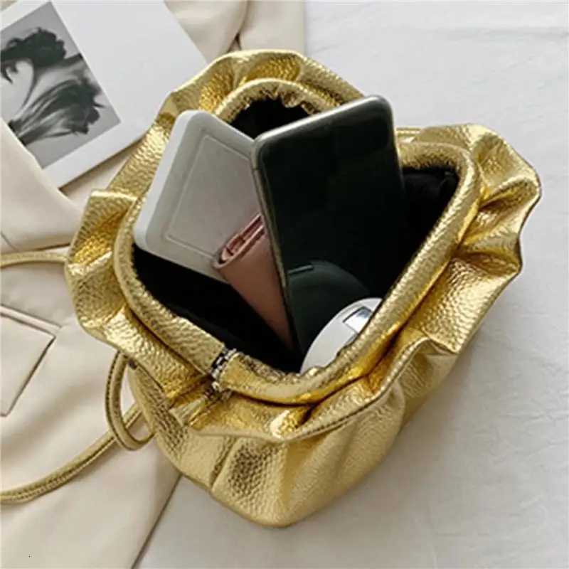Practical Gold Cloud Bag For Women Leather Hobos Crossbody Small Phone Design Clutch Clip Female Bolsa Y250730