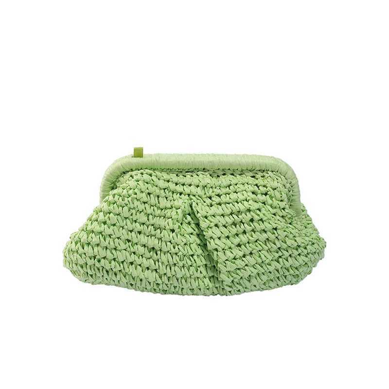 Gusure Summer Designer Shoulder Crossbody Bag Straw Weaving Clutch Purse Women Dumpling Crossbody Beach Bag Fashon Cloud Pouch Y250730