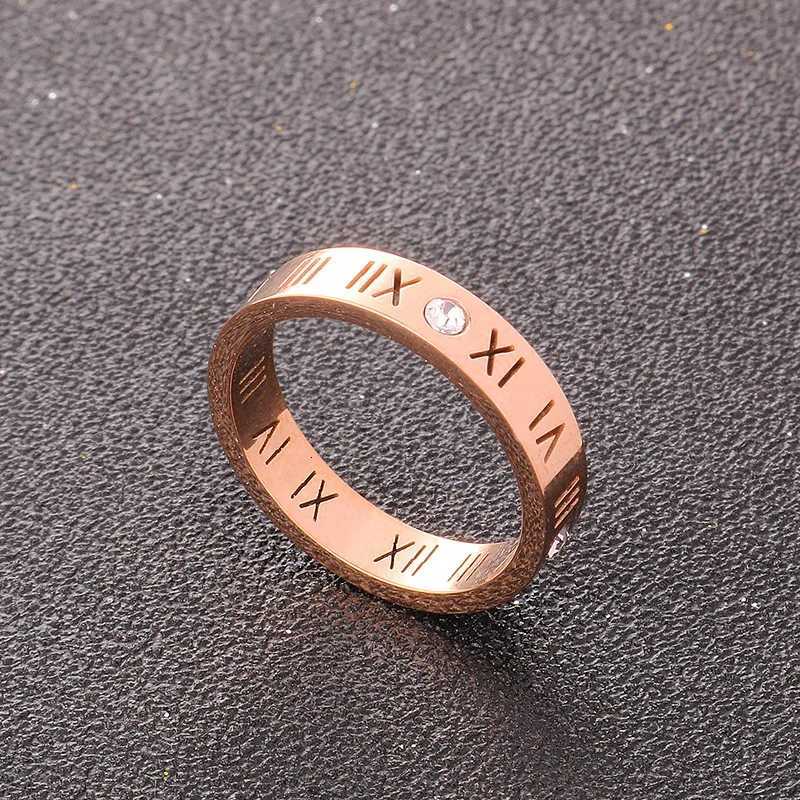 One Crystal Rings Fashion Jewelry Hollow Roman Numerals Stainless Steel Personalized Simplicity Accessories Women Rings y250730
