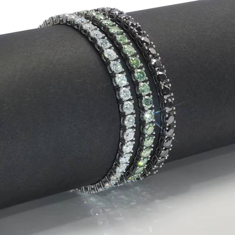 Moissanite Jewelry 4mm Moissanite Tennis Necklace Tennis Bracelet 925 Silver Tennis Diamond Necklace