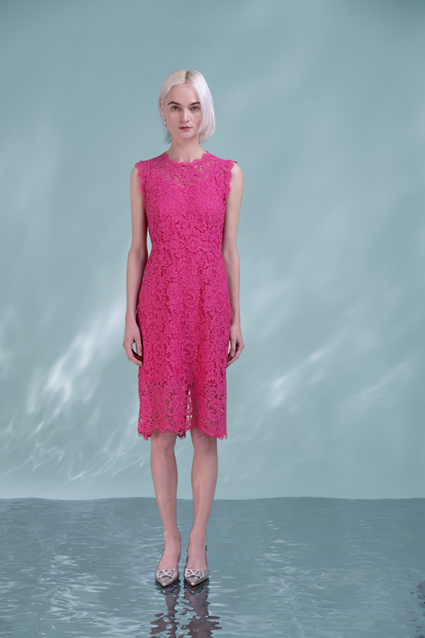 Women Rose red Lace French Hollow Slim Skirt Elegant Waist Lace Dress Slim Fit Short Skirt 6116459