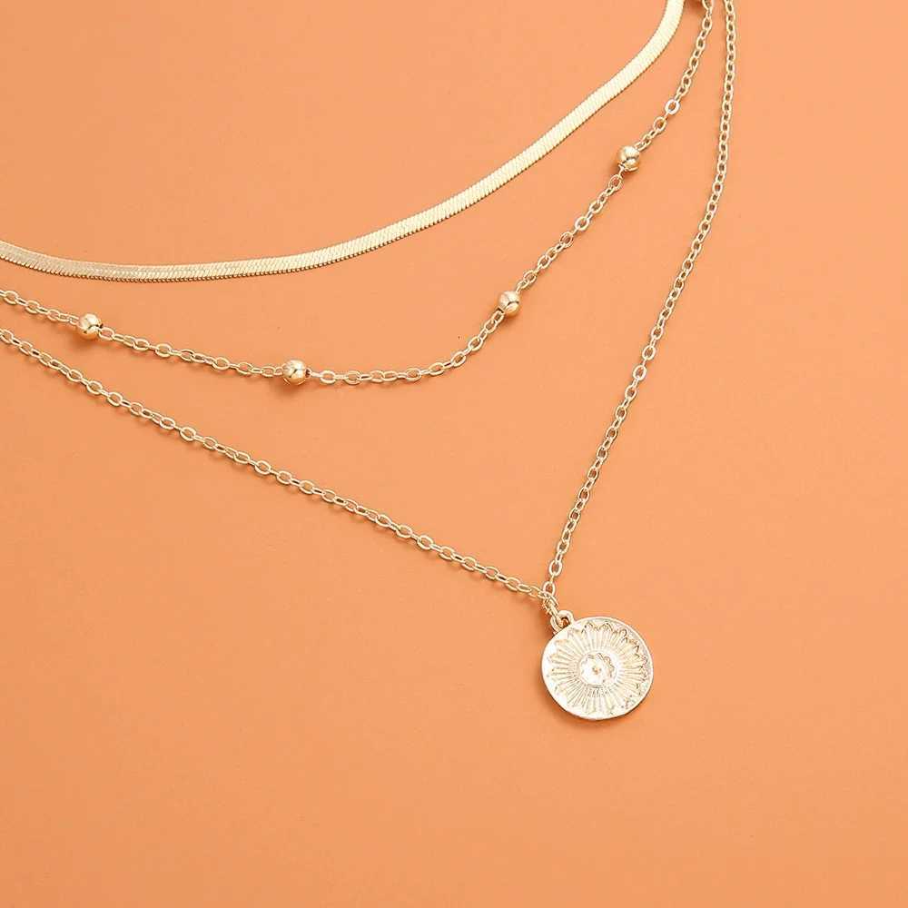 925 Sterling Silver Necklace for Women Gold Silver Color ThreeLayer Round Pendant Necklaces Wedding Engagement Jewelry Z250731 Z250910