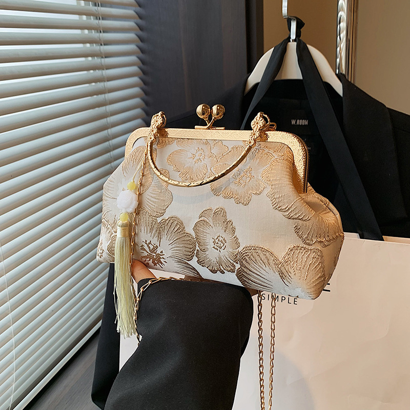 Qipao new style Chinese Hanfu elegant large flower shoulder bag, women's crossbody bag designer bag, women's handbag