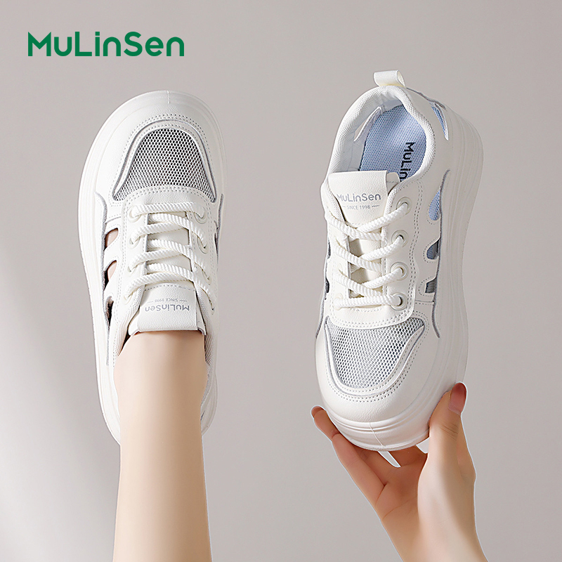 Mulinsen sneakers women's 2025 new summer hollow summer ugly cute big head sports sandals women's casual white shoes