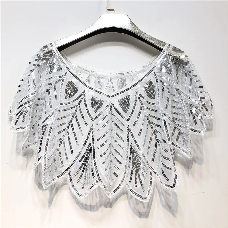 6 Colors Summer Beading Elegant Shawl Wrap Black Lace Bolero Women Short Cape Sequined Sparkling Jacket Shrug Cape 250731