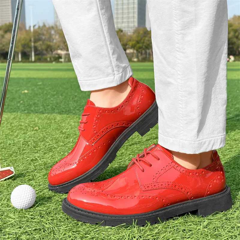Shiny Leather Mens Golf Shoes High Quality Platform Golfers Shoes Men Waterproof Golf Sport Shoes Men Trainers Large Size 48 4 Y250731