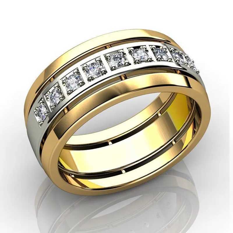 8 Fashion Female Rings Two Tone Design Inlaid Dazzling Cubic Zirconia Stylish Accessories for Women Wedding Trendy Jewelry y250730