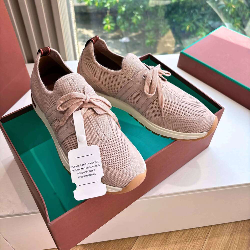 New Women Size35-42 Knitting Sneakers Natural Cow Suede Sports Leisure Flats Round Toes Designer Shoes Zapatillas De Mujer 393