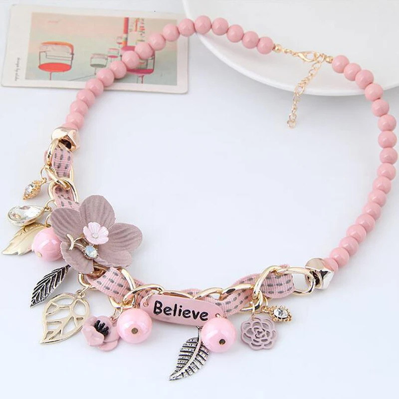 Meyfflin Flower Statement Necklaces Vintage Resin Beads Candy Color Choker Necklaces Fashion Jewelry for Women Collier 250729