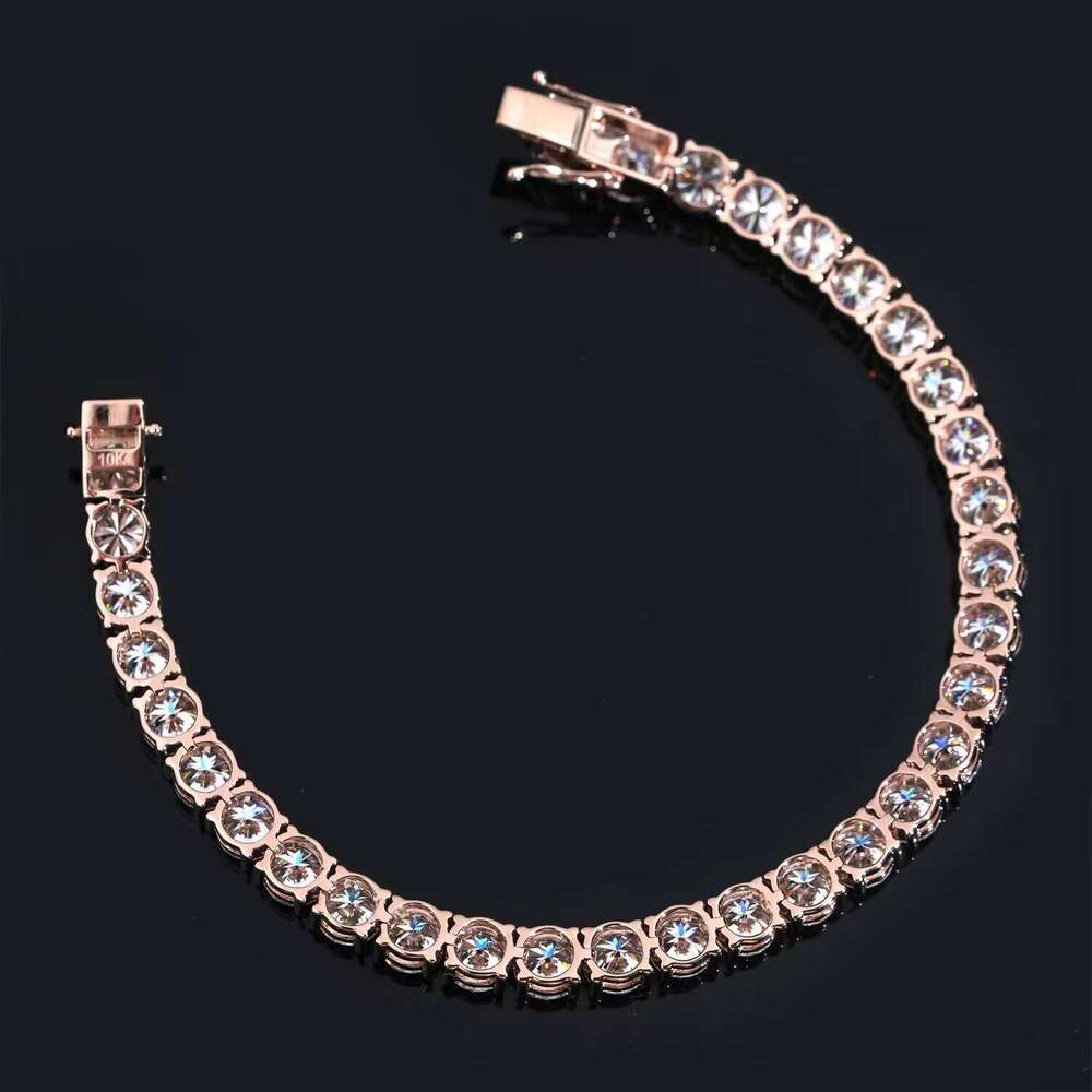 Solid 10K Gold HipHop Jewelry Silicon Stone Chain Bracelet Iced Out Men And Women Tennis Necklace