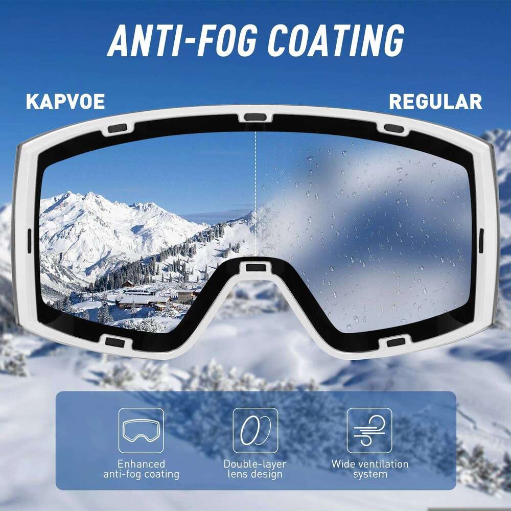 KAPVOE Outdoor Ski Men Snowboard Glasses Women Winter Snow Sunglasses Uv400 Magnetic Attraction Anti-Fog Skiing Goggles