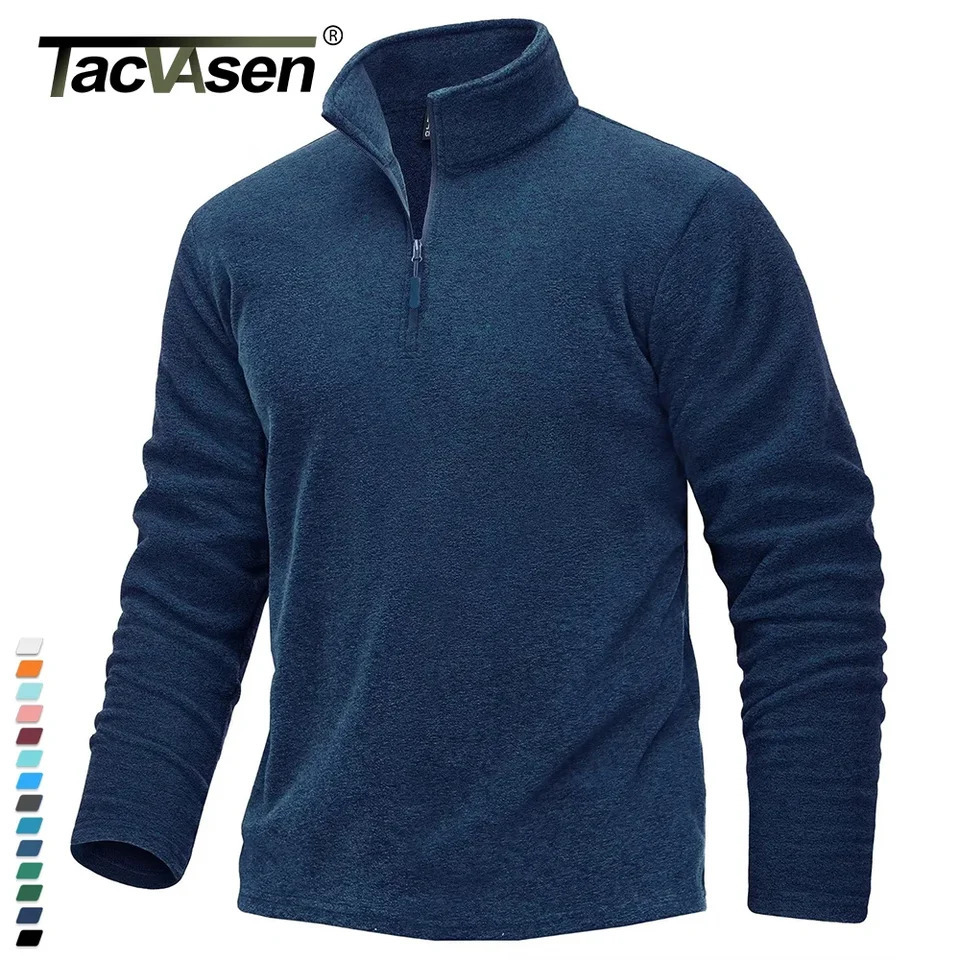 TACVASEN 14 Zipper Collar Spring Fleece Sweaters Mens Warm Sweatshirts Breathable Casual Sports Hiking Turtleneck Pullover Tops 250731