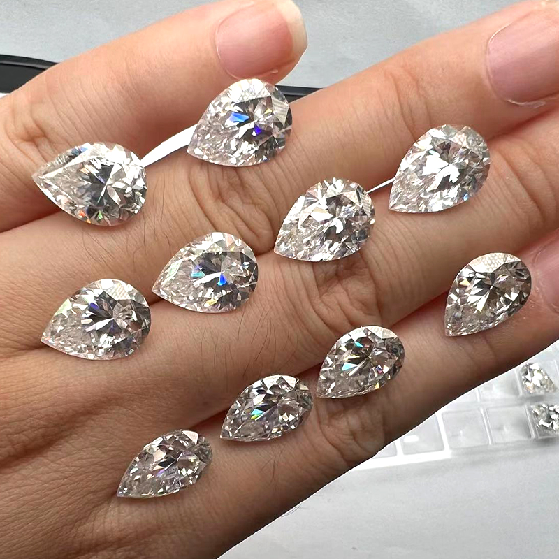 Highest Grade Moissanite Stone Full Size White D Color VVS1 Pear Cut Top Quality Charms Women Jewelry Making Materials with GRA Certificate