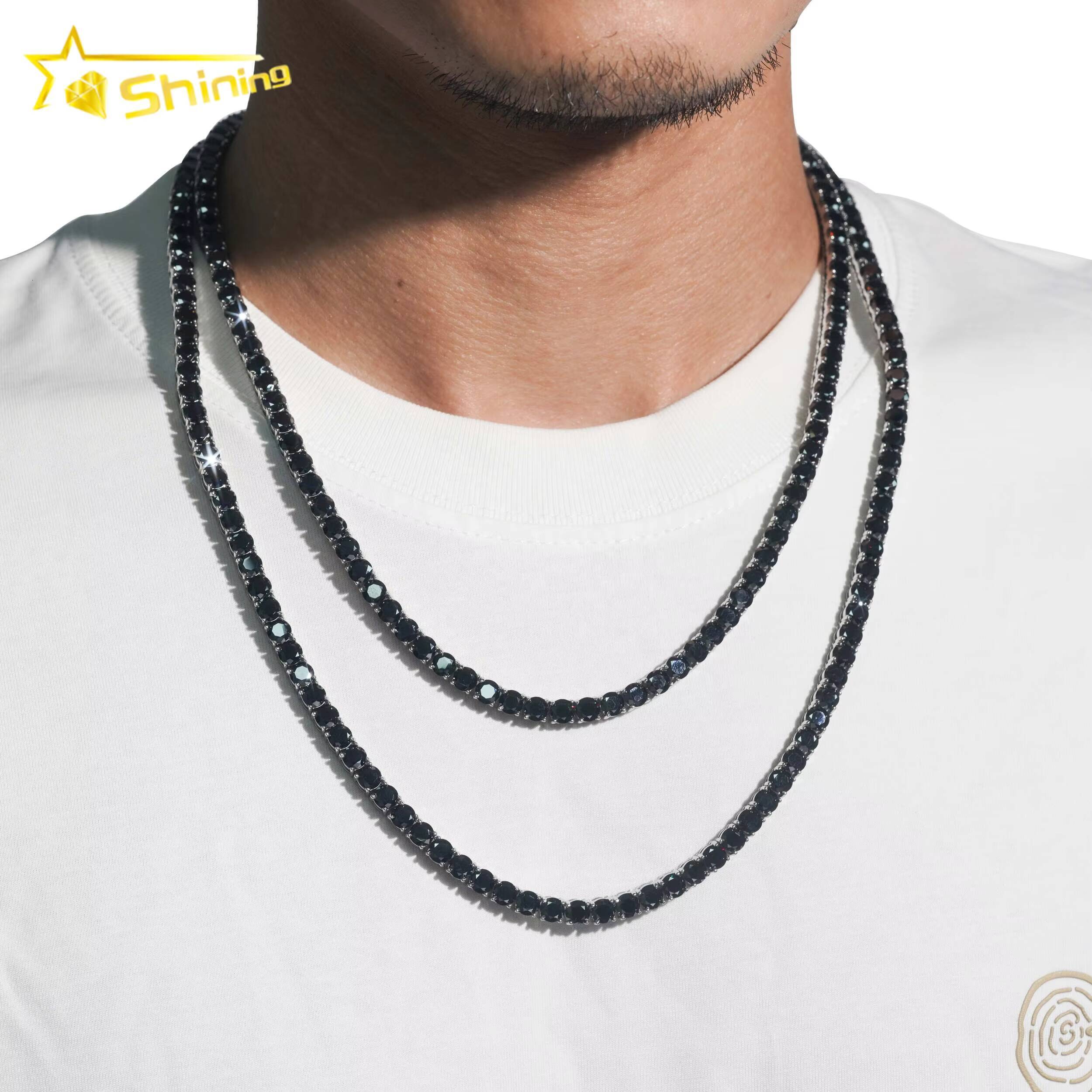 Pass Diamond Tester Black Diamond 316L Stainless Steel Hip Hop Tennis Bracelet Moissanite Tennis Necklace