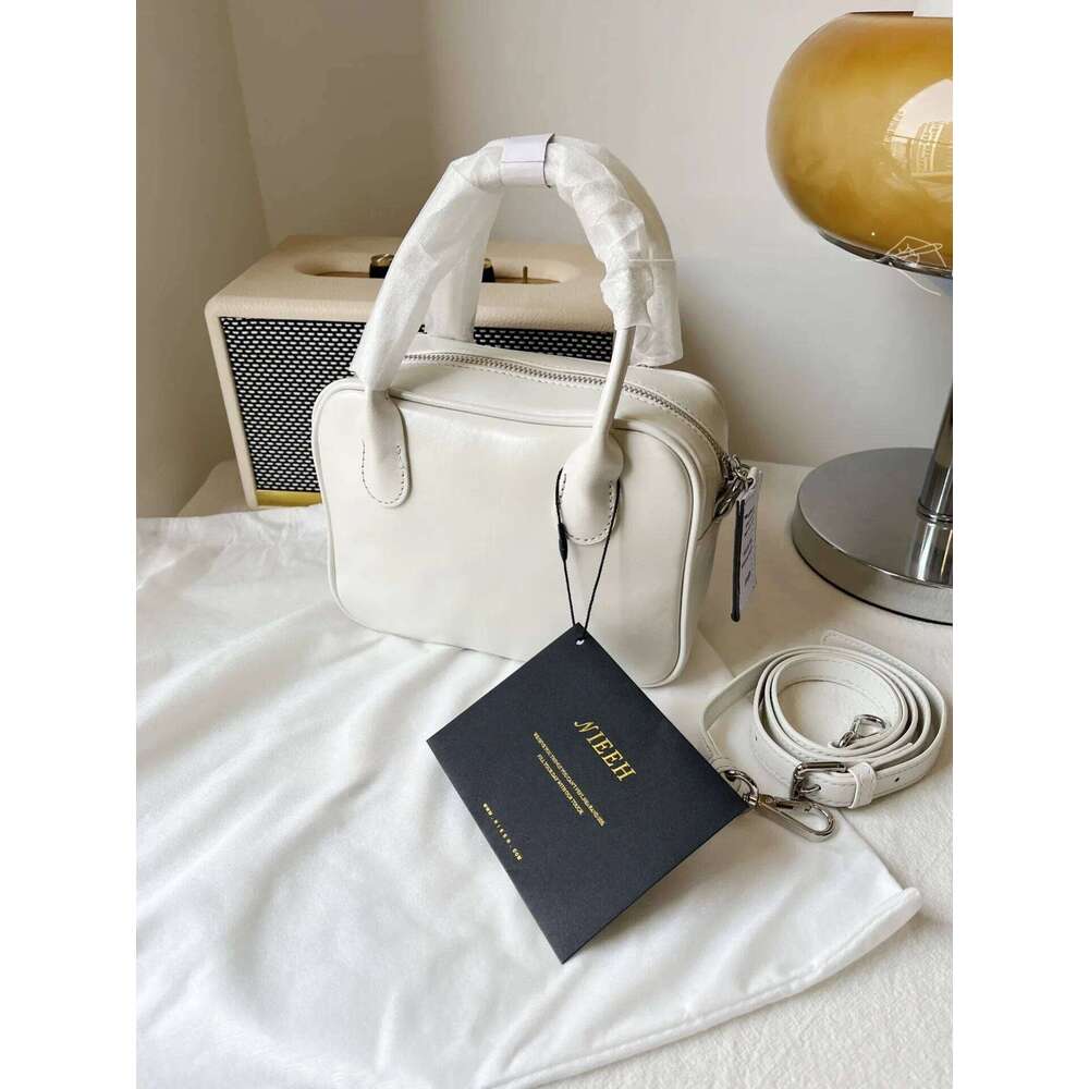 College Sle Genuine Cowhide Leather Small Square Single Shoulder Slant Crossbody Bag Trendy Youth Casual Handbag