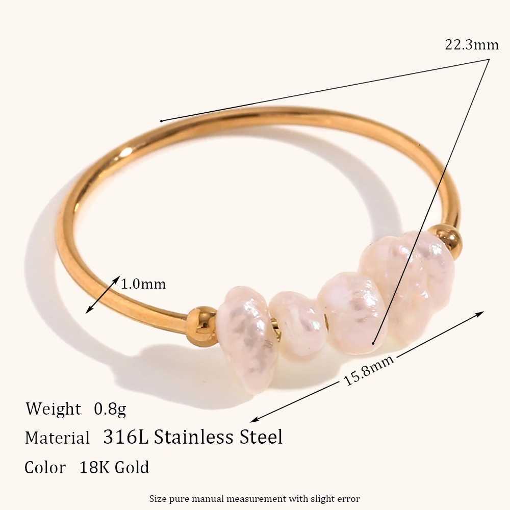 The. Muses Elegant Small Freshwater Pearl Stainless Steel Finger Rings Women Fashion Daily Waterproof Jewelry And Accessories y250730