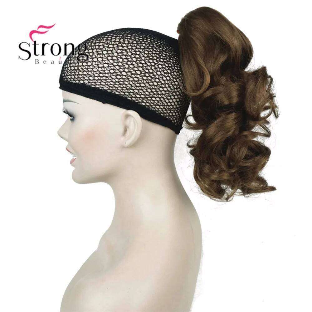 StrongBeauty 12" Curly Clip In Claw Ponytail Hair Extension Synthetic Hairpiece 125g with a jaw/claw clip