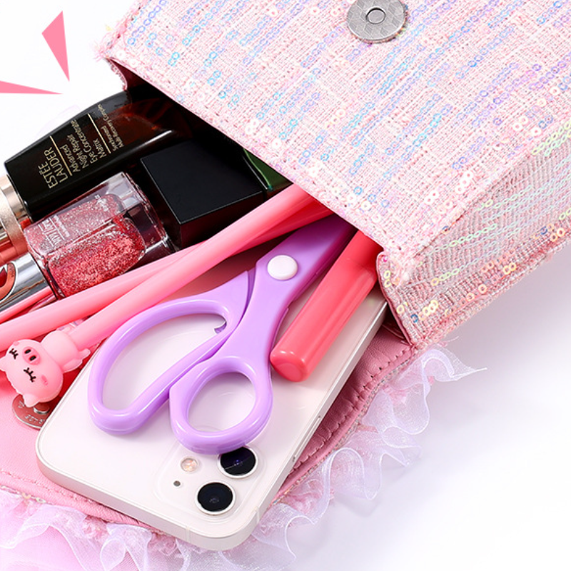 Disney children's handbag crossbody bag Elsa princess birthday gift for girls mesh princess handbag with 3D pattern design Little girl bag Childr