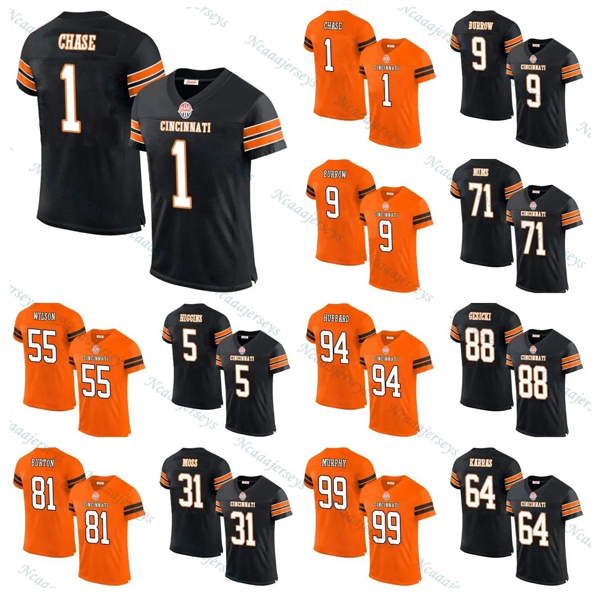 9 Burrow 1 Chase Football Jerseys Custom Sam Hubbard Tee Higgins Brown Jermaine Burton Amarius Mims Zack Moss Myles Murphy