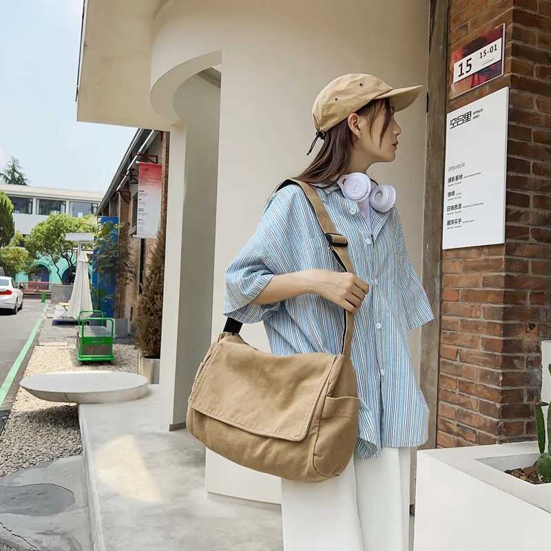 Womens Messenger Bag Vintage Handbag Canvas Teenager Shoulder Tote Bags Casual Handbag Crossbody Bag Y250730