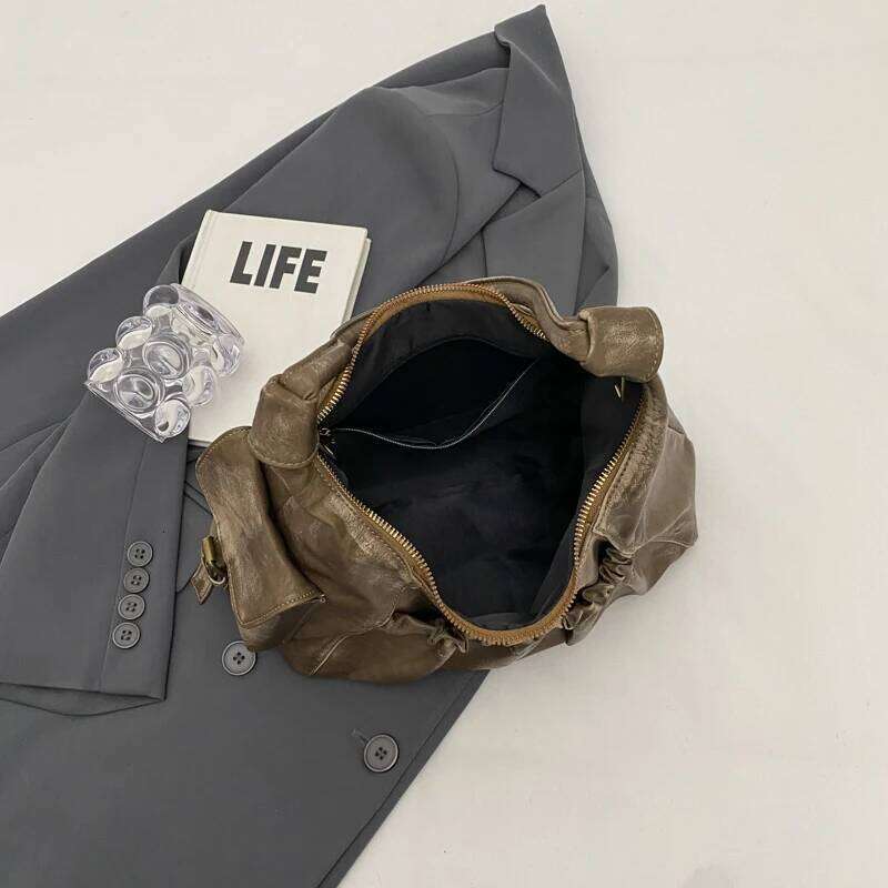 Retro Leather Shoulder Bags For Women 2025 Winter Vintage Underarm Handbags And Purses Latest Fashion Hand Bag