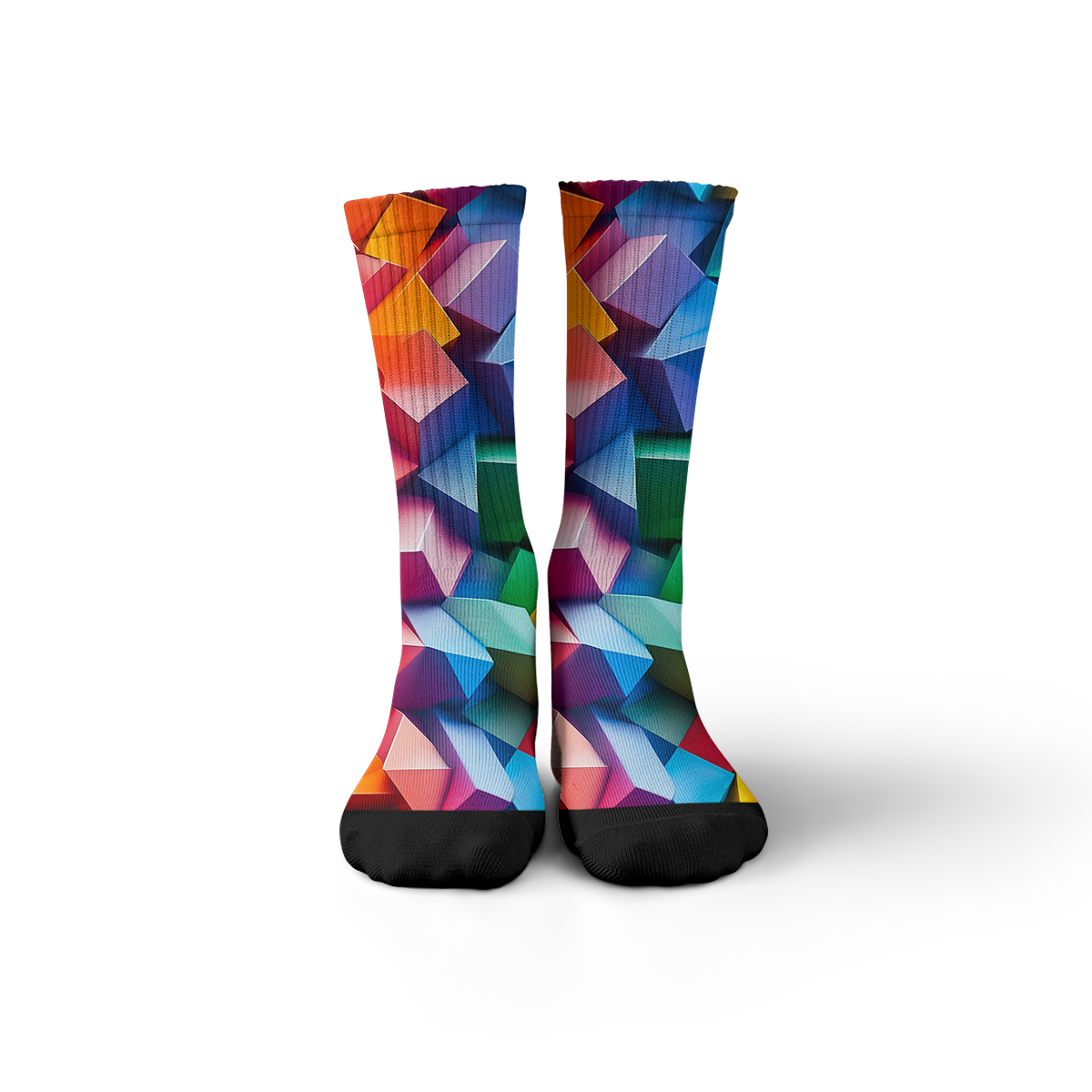 Colorful Geometric Cube Unisex Tube Designer Socks C121