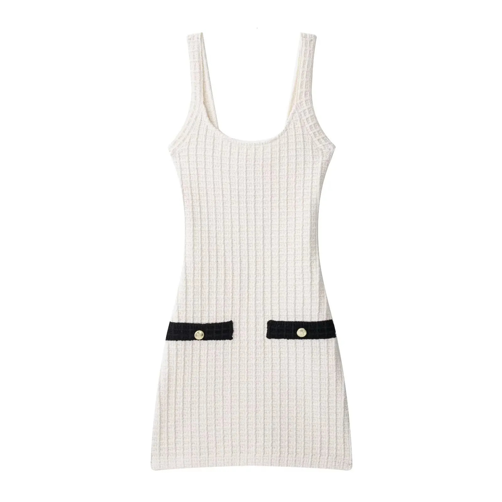 UNIZERA Stretch Knit ButtonDecorated Suspender Short Dress Womens Clothing Summer Slim Dress 250731