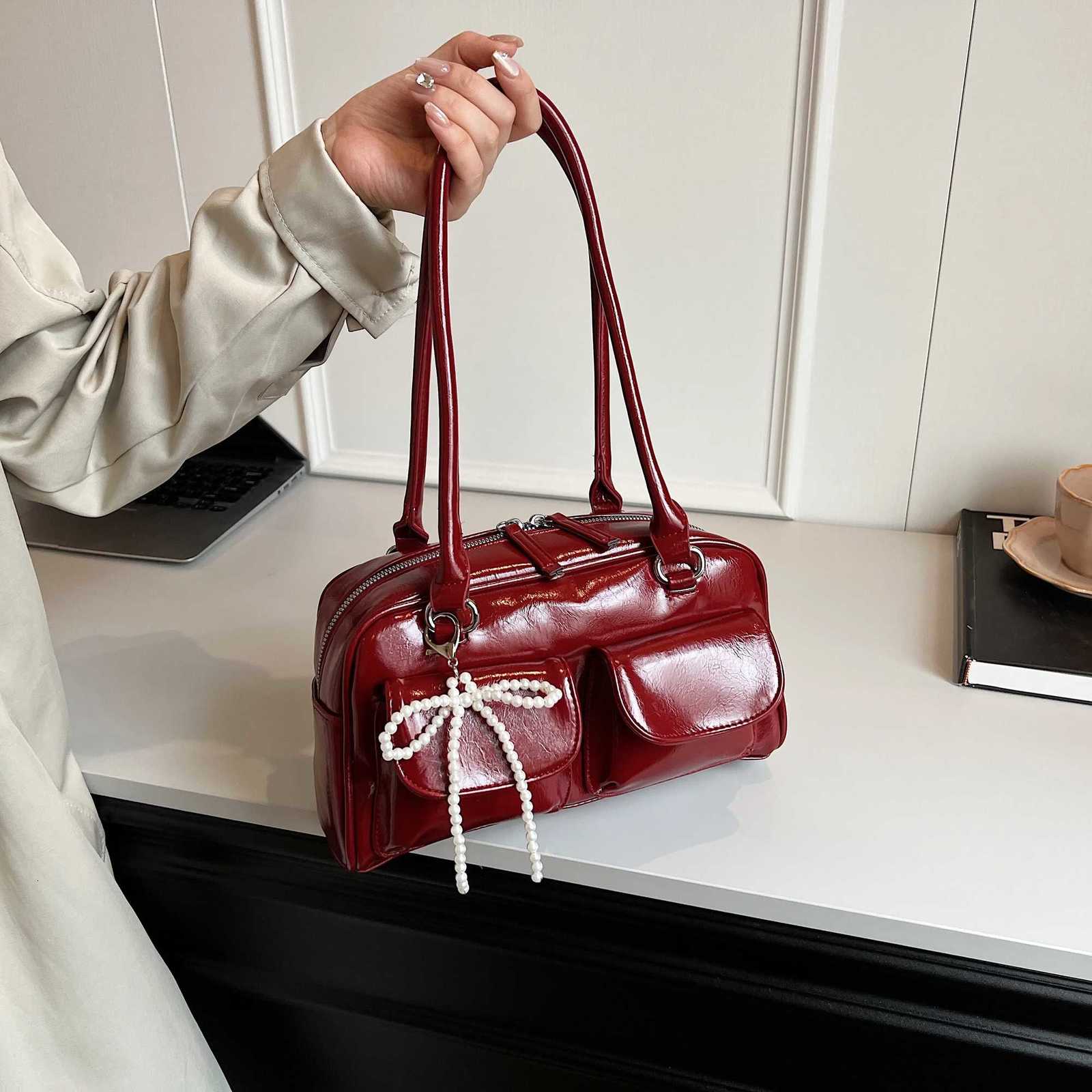 Fashionable Underarm Bow Bag for Women 2024 Korean Edition New Simple Leisure Pillow Bag Trendy Versatile Shoulder Bag Y250730