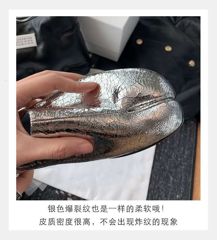 High-End Cowhide Version ~ Grape Mom Same Style Women's Split Toe Flat Half Slippers Lazy Slip-On Pig Hoof Single Shoes for Women