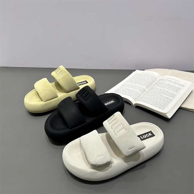 Women's Outdoor Thick-Soled Bread Sandals 2025 Summer New Matte Open-Toe Roman Beach Slippers One-Strap Slides